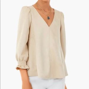 Tuckernuck Cream V-Neck Puff-Sleeve Blouse